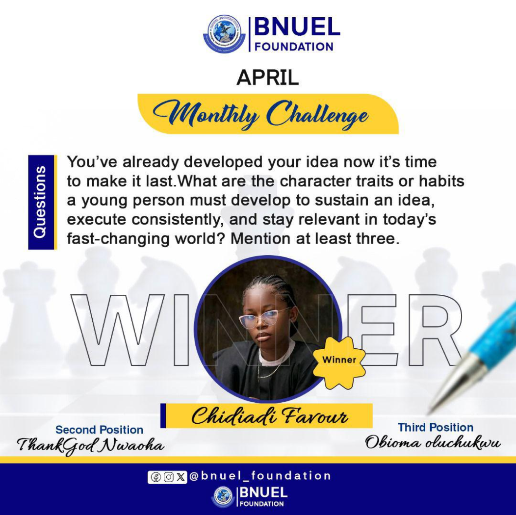 April Monthly Challenge Winner - Chidiadi Favour