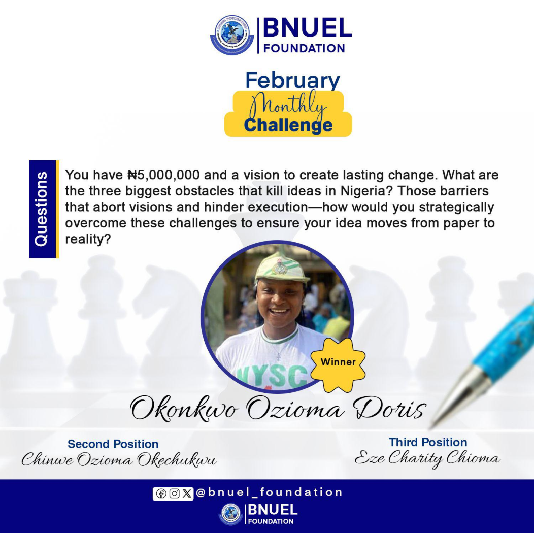 February Monthly Challenge Winner - Okonkwo Ozioma Doris