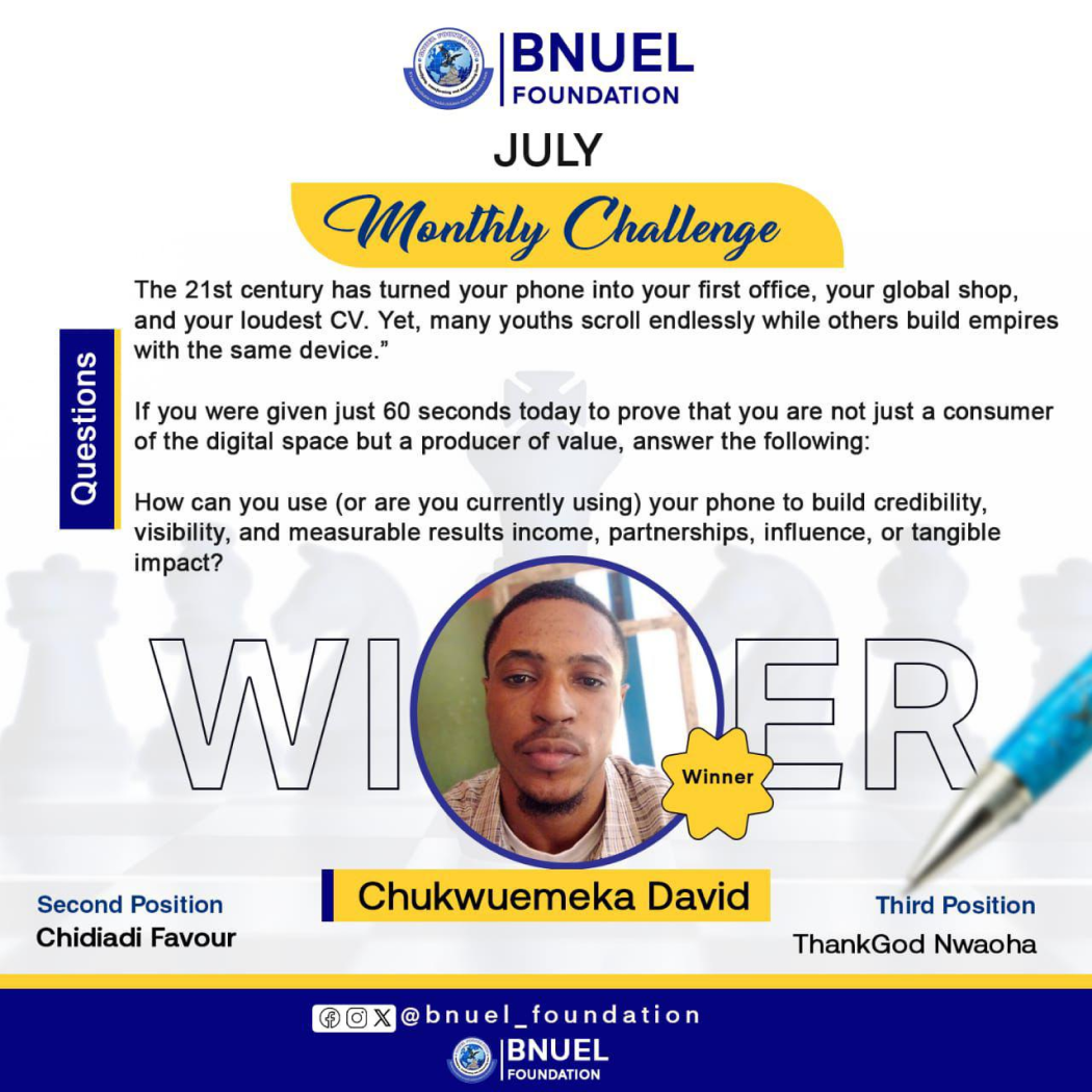 July Monthly Challenge Winner - Chukwuemeka David