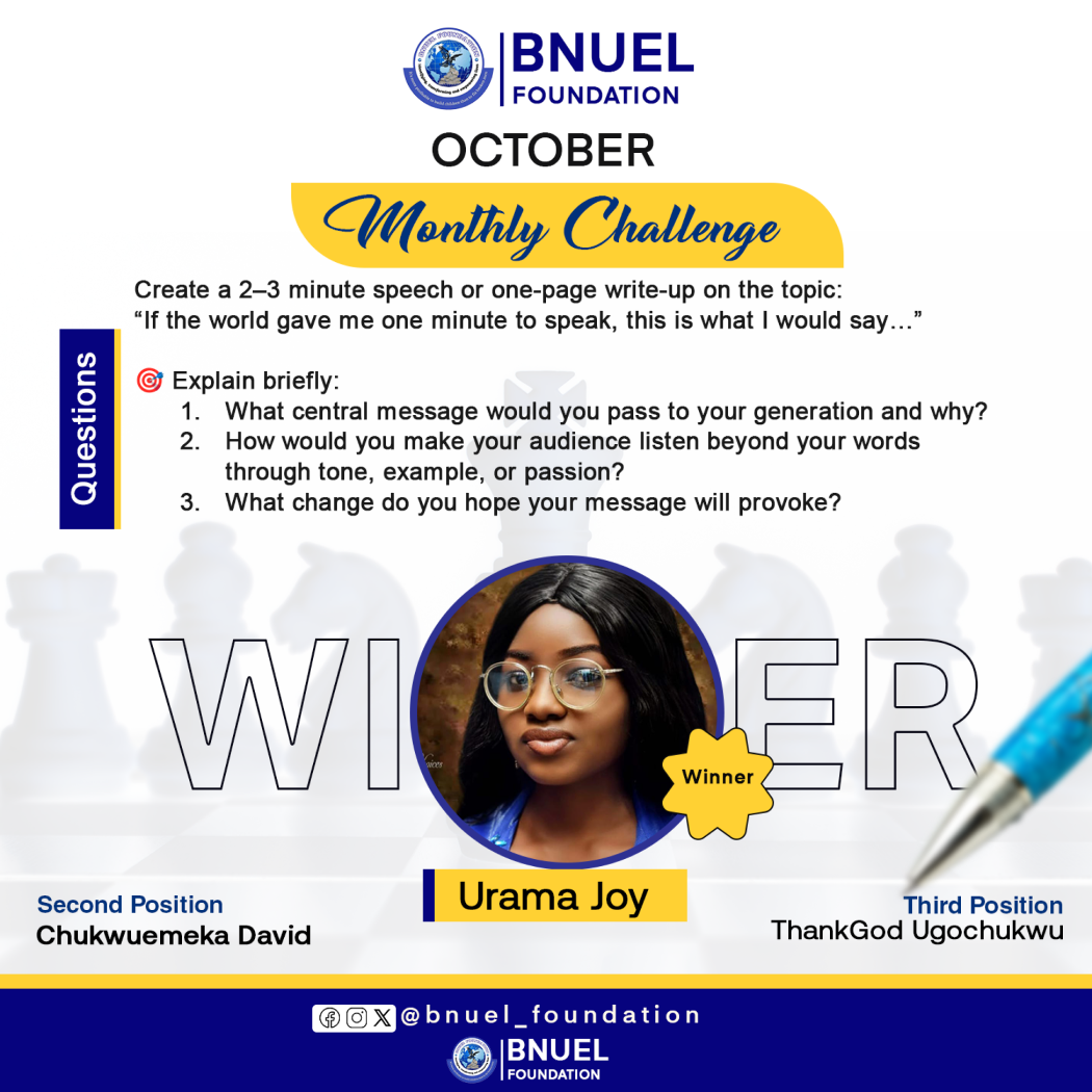 October Monthly Challenge Winner - Urama Joy