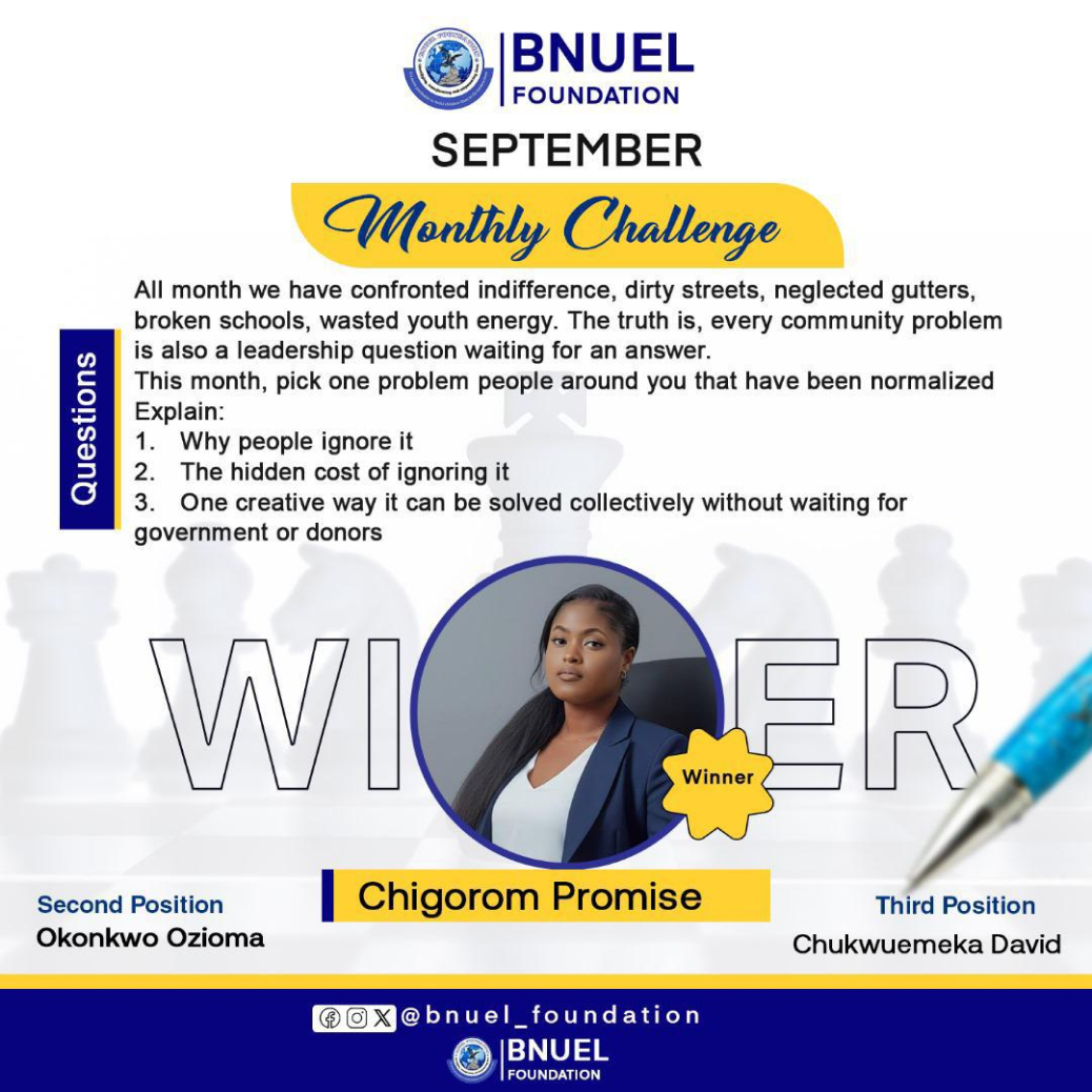 September Monthly Challenge Winner - Chigorom Promise